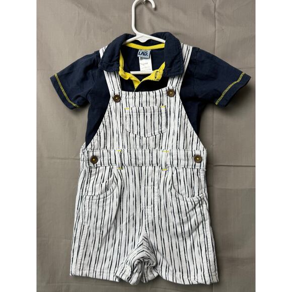 Little Lad Toddler Boy Striped Shorts Overalls and Blue Shirt, Size 24 months - Picture 6 of 6